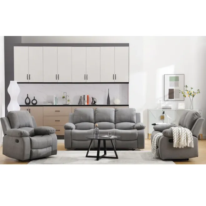 Canapé relax inclinable 3+2+1 places gris