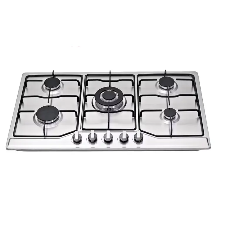 Plaque gaz Neolux 5 feux, grille alu, inox