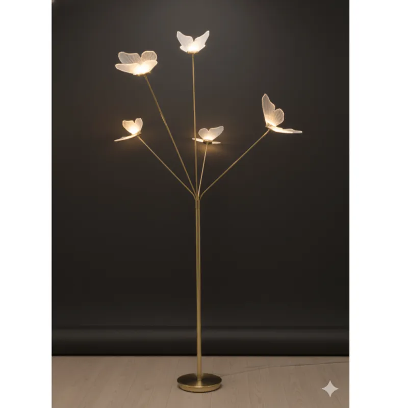 Lampe LED à poser sur socle 1,20 m motif papillon