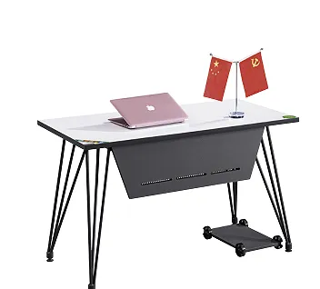 Bureau d'ordinateur cadre métal et plateau MDF