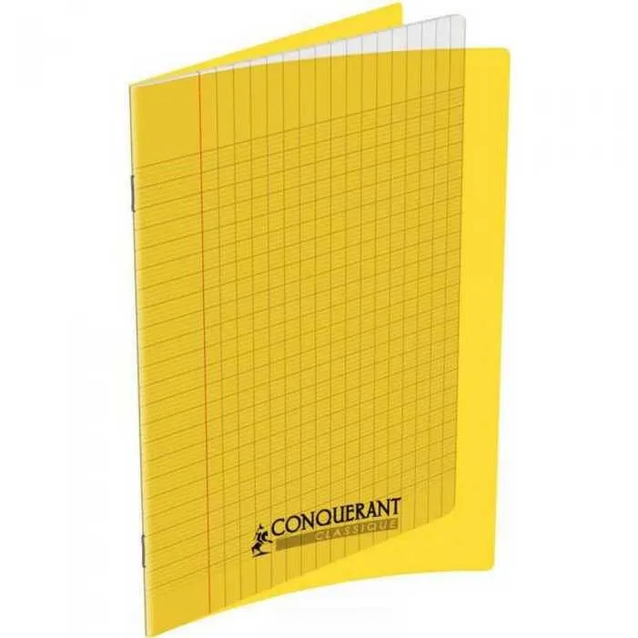 Cahier Conquérant 24×32 cm 96 pages grands carreaux, polypro jaune