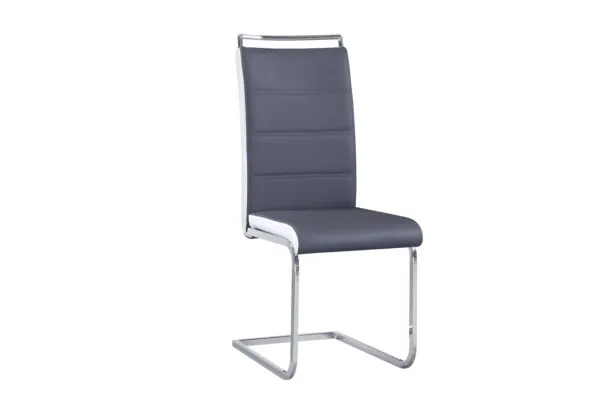 Chaise PVC gris foncé et blanc B-536