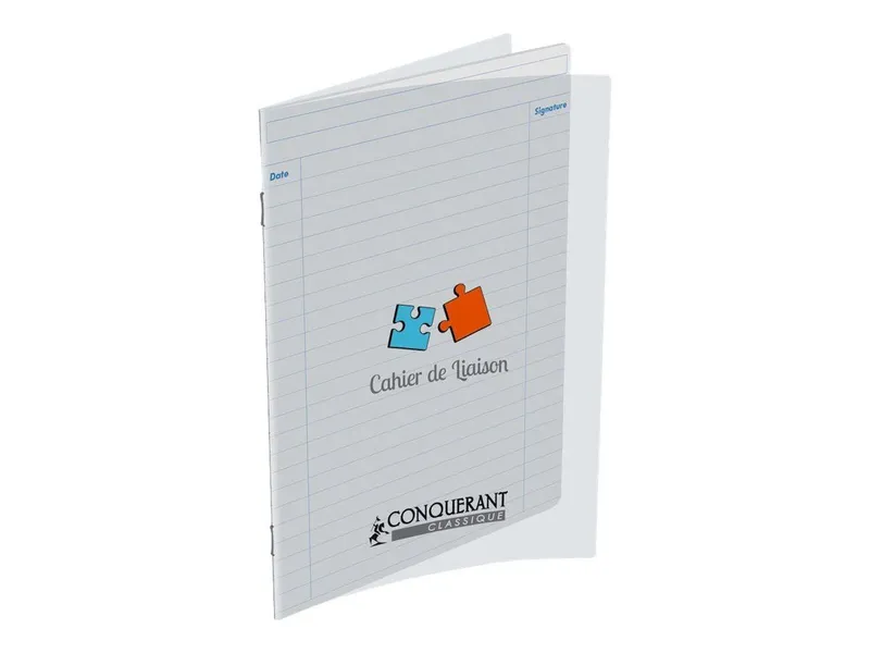 CAHIER LIAISON CONQUERANT AGRAFE 170×220 48P 90G LIGNE 8mm+2MARGES POLYPRO INCOL