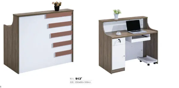 Bureau comptoir d'accueil couleur brique 120×60×105 cm