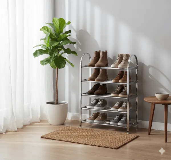 Étagère de rangement aluminium 5 niveaux 60×23×85 cm