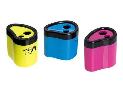 Taille-crayon plastique 2 usages à réservoir bicolore Tom