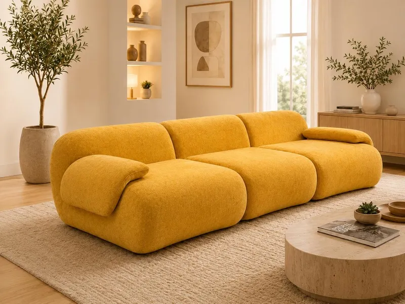 Canape modulaire moderne 3 places compressé 280X100X72 cm vert