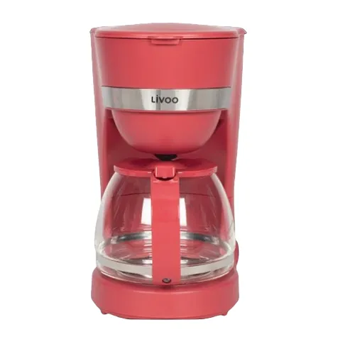 Cafetière filtre Livoo 1,25 L, 750 W, 10-12 tasses, rouge