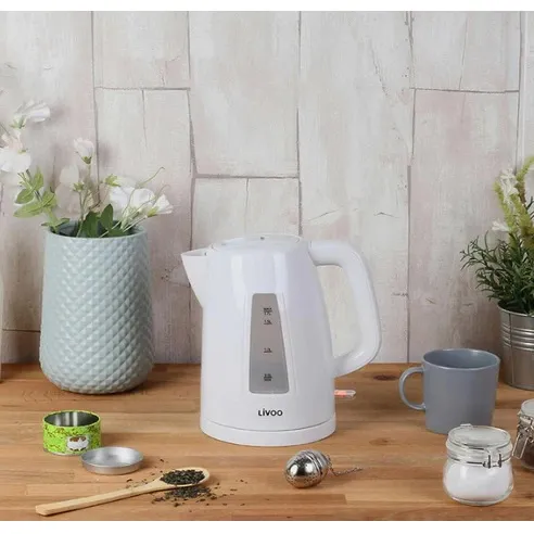 Bouilloire électrique Livoo 1,7 L sans fil, 2200 W, blanc