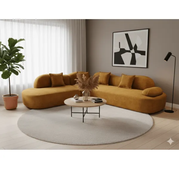 Salon d'angle moderne en tissu 5 places L874