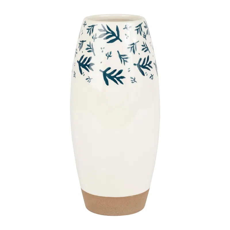 Vase fleuri bleu+blanc D11XH24