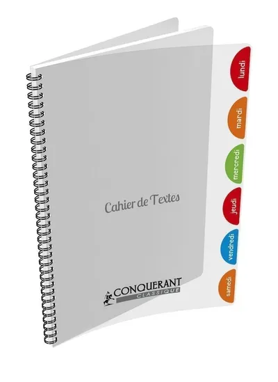 Cahier de texte Conquérant 17×22 cm, 124 pages 90g Seyès, couverture polypro