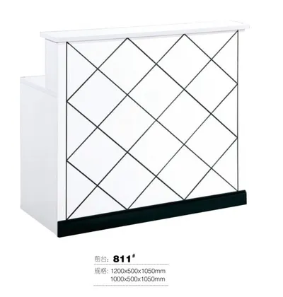 Bureau comptoir d'accueil noir à carreaux 120×55×105 cm