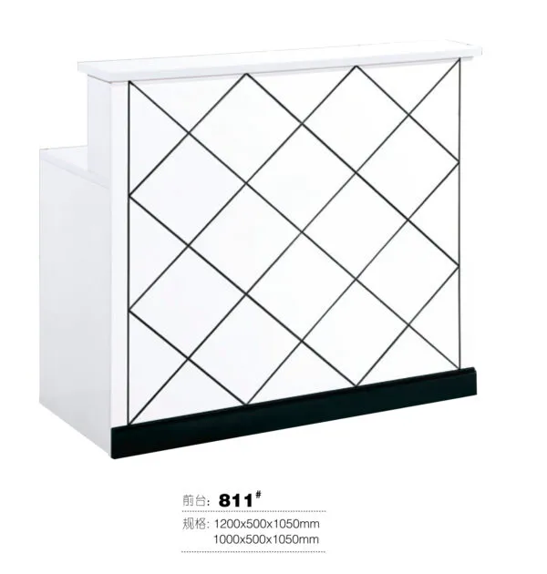Bureau comptoir d'accueil noir à carreaux 120×55×105 cm