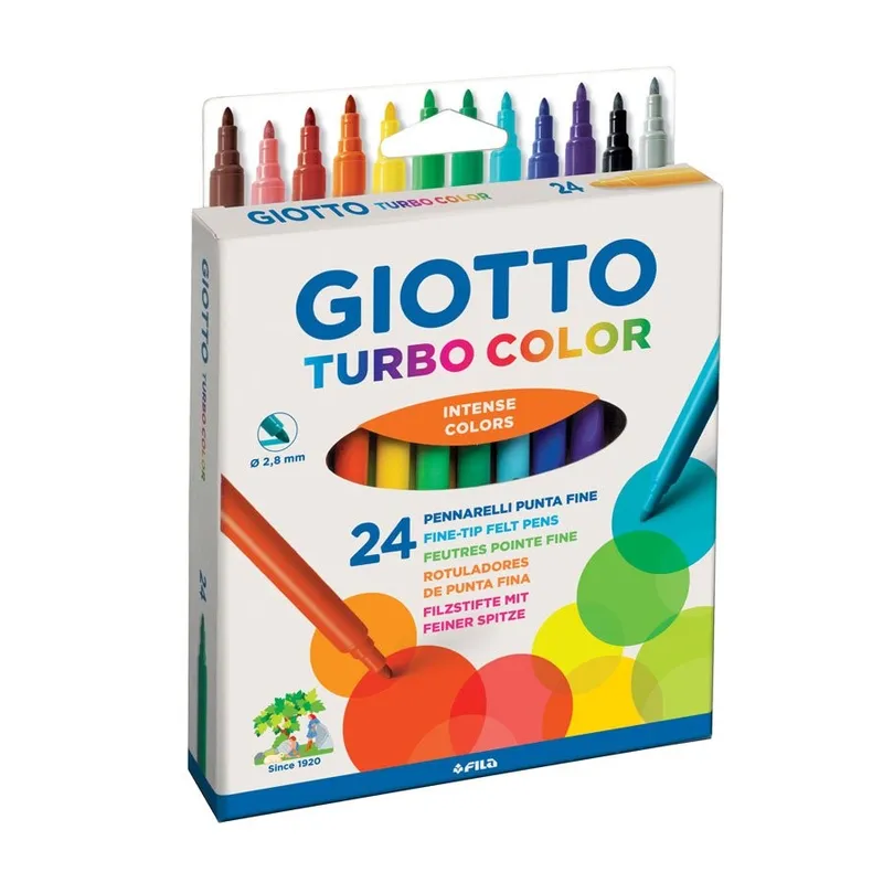 Étui de 24 feutres Giotto Turbo Color, pointes fines