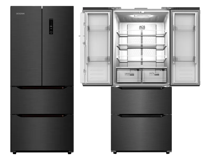 Réfrigérateur No Frost 424 L French Door – Inox Noir – 184,6 × 75,3 × 68,0 cm – Classe E