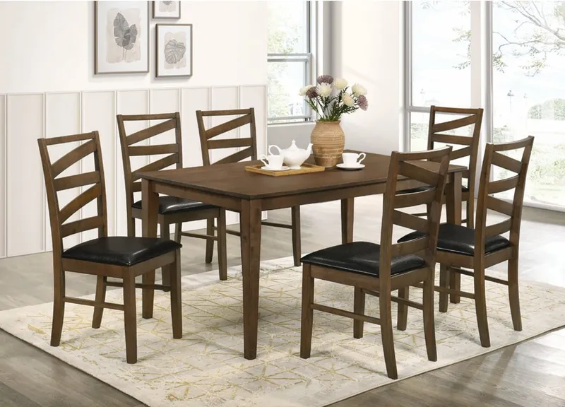 Salle à manger bois : table 1,50 m + 6 chaises