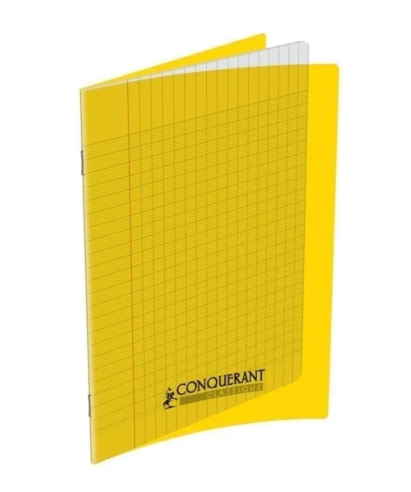 Cahier Conquérant A4 140 pages Seyès, polypro jaune