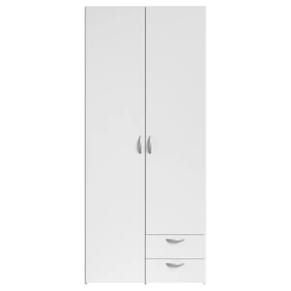 Armoire 2 portes 2 tiroirs Parisot Daily Blanc – 81x185x51 cm