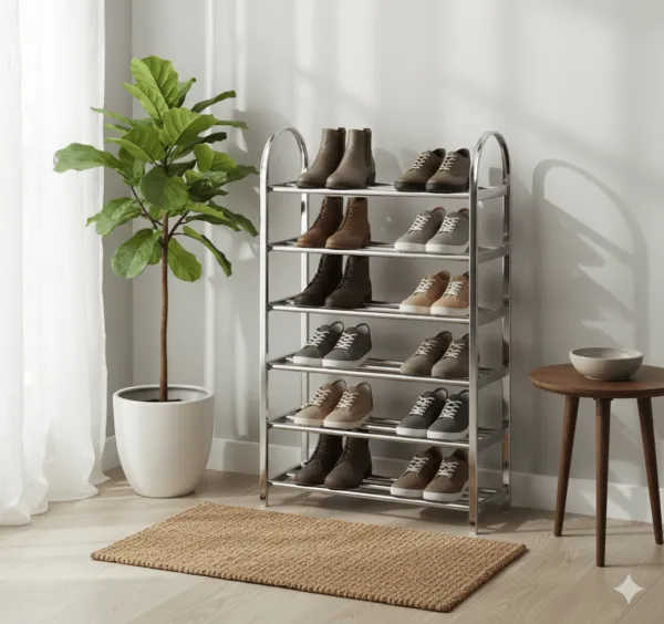 Étagère de rangement aluminium 6 niveaux 60×23×100 cm