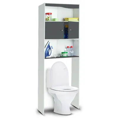 Meuble étagère WC 2 portes – Coloris gris