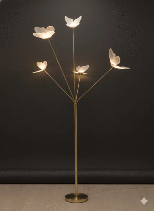 Lampe LED à poser avec socle – Hauteur 120 cm – Motif papillon – LAMPE-D03