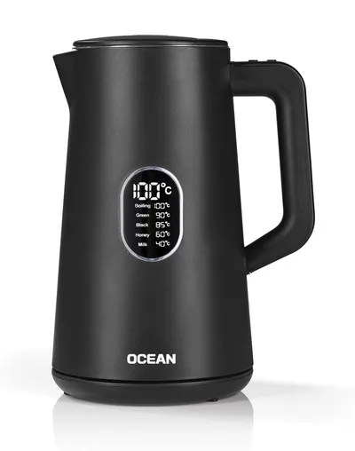 Bouilloire numérique sans fil noire 1,5L 1800W