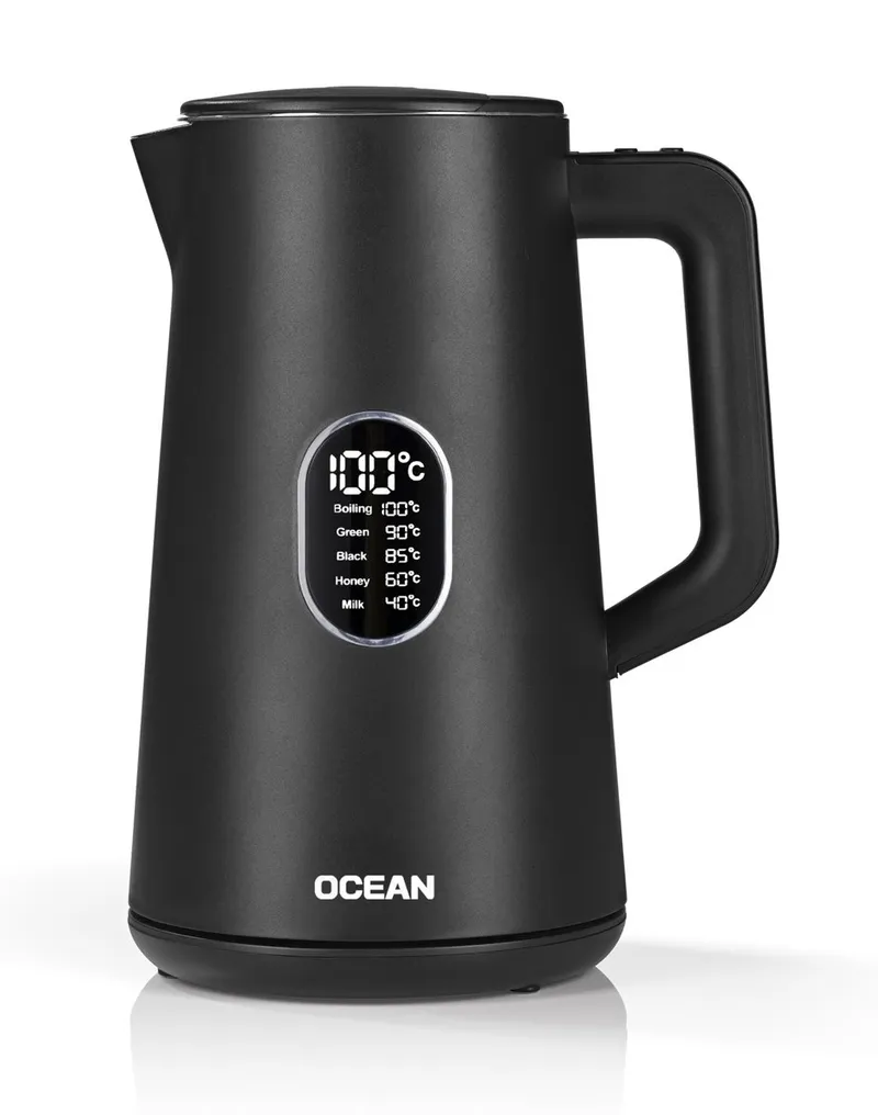 Bouilloire numérique sans fil noire 1,5L 1800W