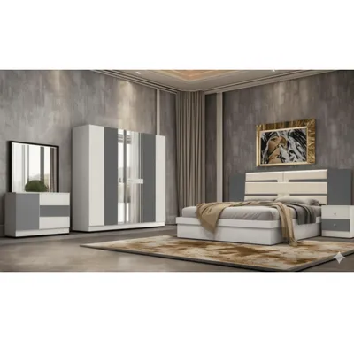 Chambre à coucher complète : lit 160, 2 chevets, coiffeuse et armoire
