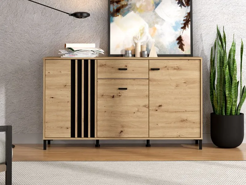 Buffet Laval 157x40x90, 3 portes 1 tiroir 3 niches