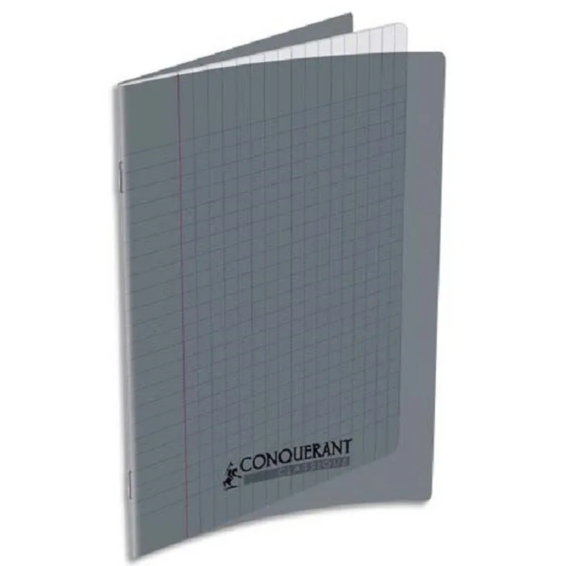 Cahier Conquérant 24×32 cm, 48 pages Seyès 90 g, polypro gris
