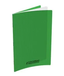 Cahier Conquérant 24×32 cm, 96 pages petits carreaux 5 mm, polypro vert