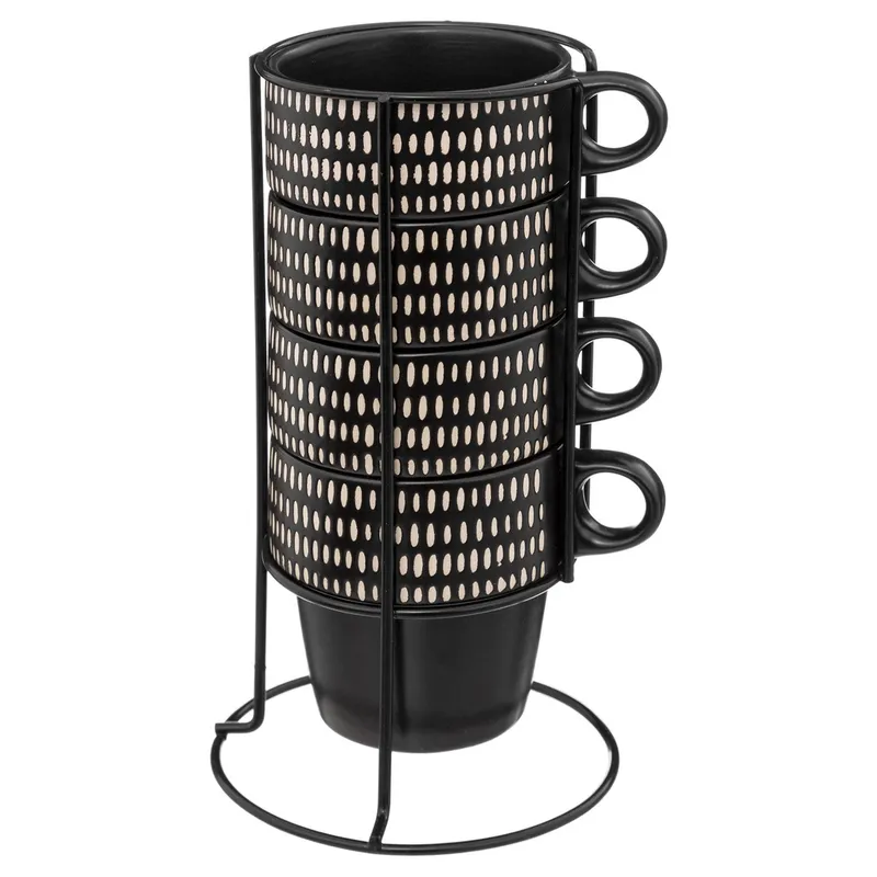 Mug ethnikaa 25CL en rack faience metal noir
