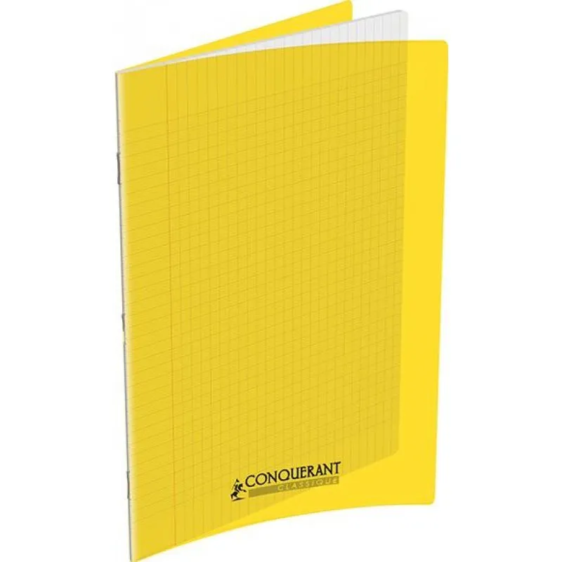Cahier A4 48 pages Seyès agrafé couverture jaune Conquérant