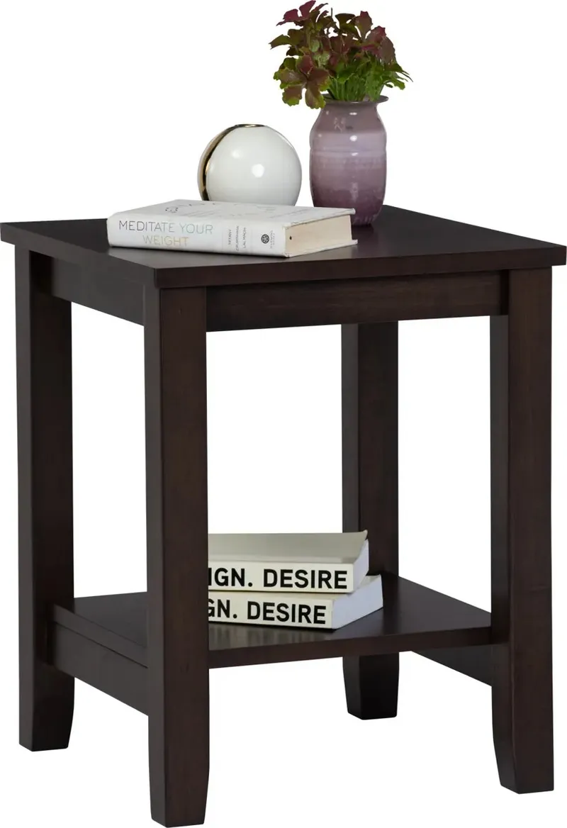 Table de nuit Elina noyer foncé 40x40x50 cm