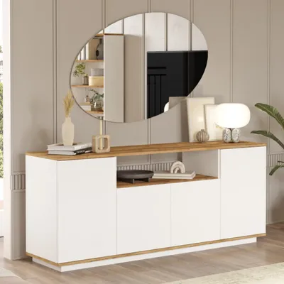 Buffet blanc chêne 180×44,5×75 cm