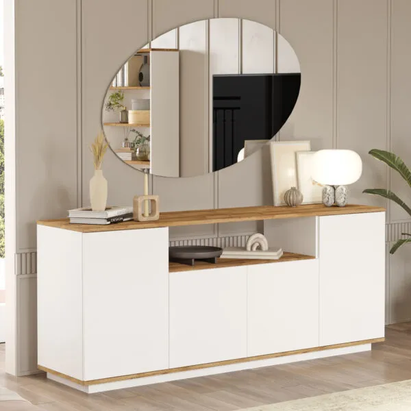 Buffet blanc chêne 180×44,5×75 cm