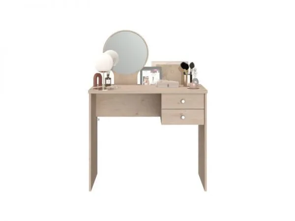 Coiffeuse blanc et chêne avec miroir 91×125×48 cm