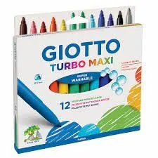 Etui accrochable de 12 feutres Point large Coloris assortis TURBO MAXI – GIOTTO