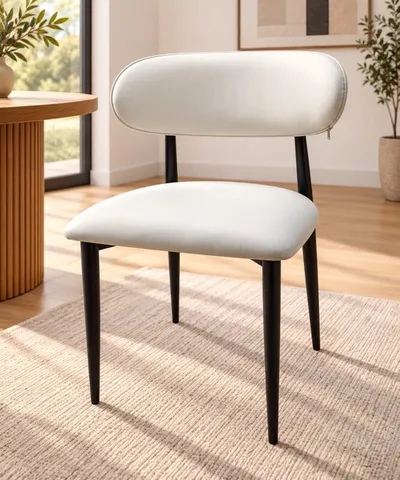 Chaise style scandinave assise noire pieds métal blanc 46×45×75 cm – CHAISE-HX9011NB