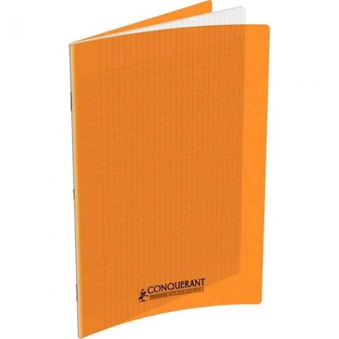 Cahier Conquérant 24×32 cm, 96 pages Seyès 90 g, polypro orange