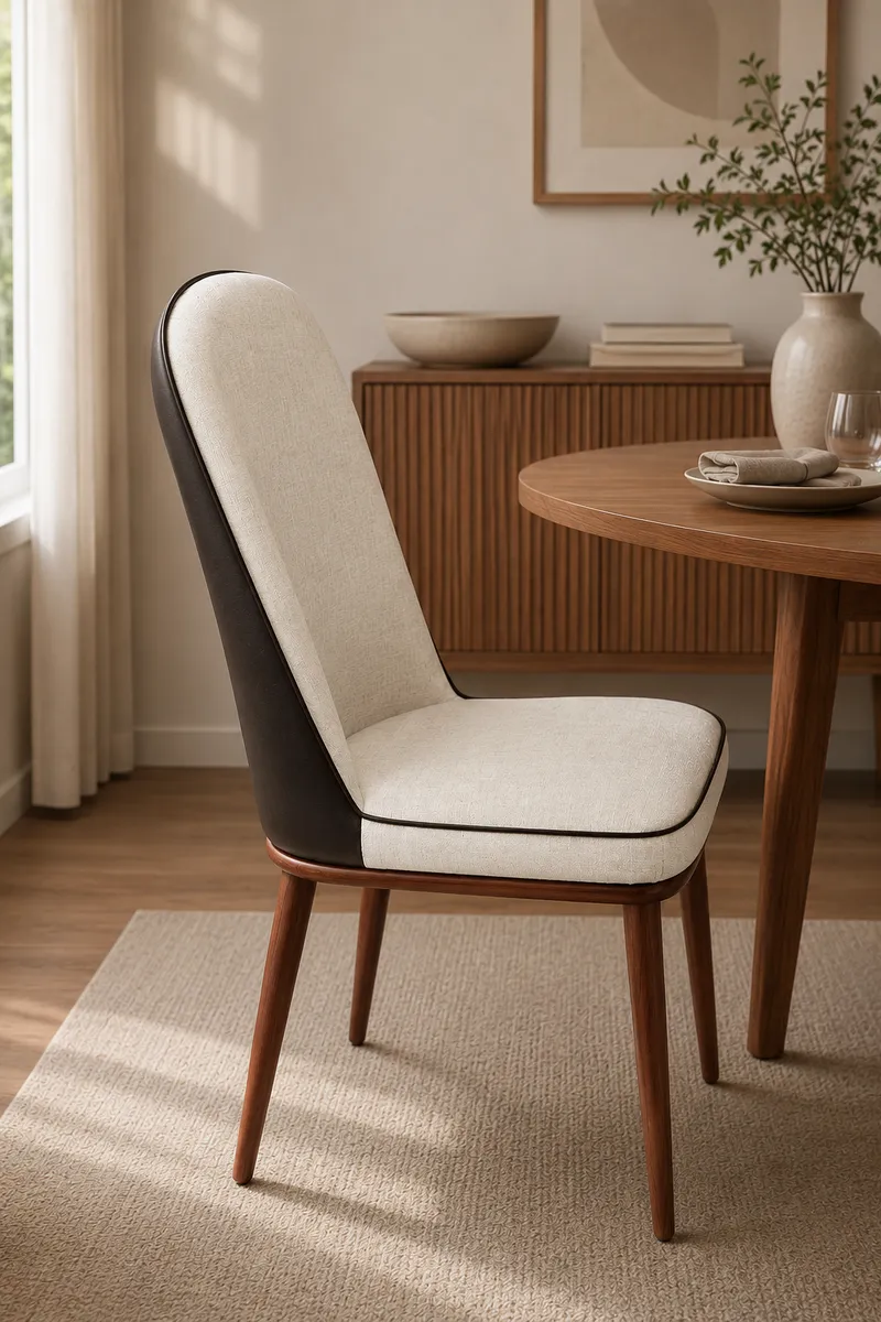 Chaise assise PVC beige et pieds en fer – 92×92×47 cm