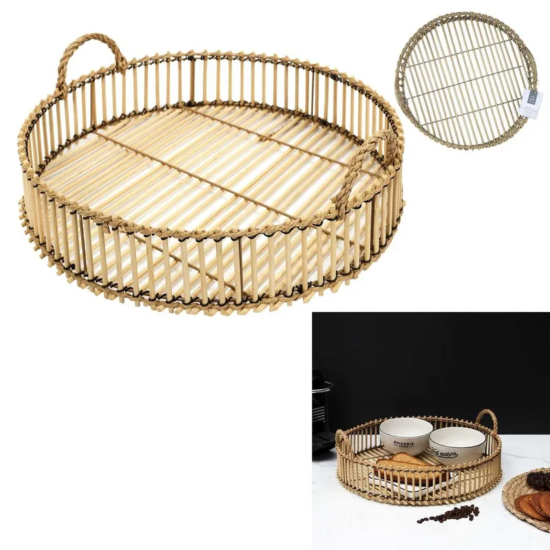 Plateau tressage D40CM bambou