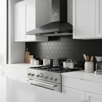 Hotte aspirante Pyramide 60cm CUISINAM Noir Mat CHWB-1000-600