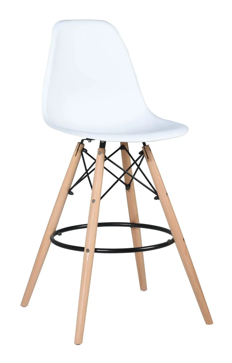 Chaise de bar pieds bois – Blanche