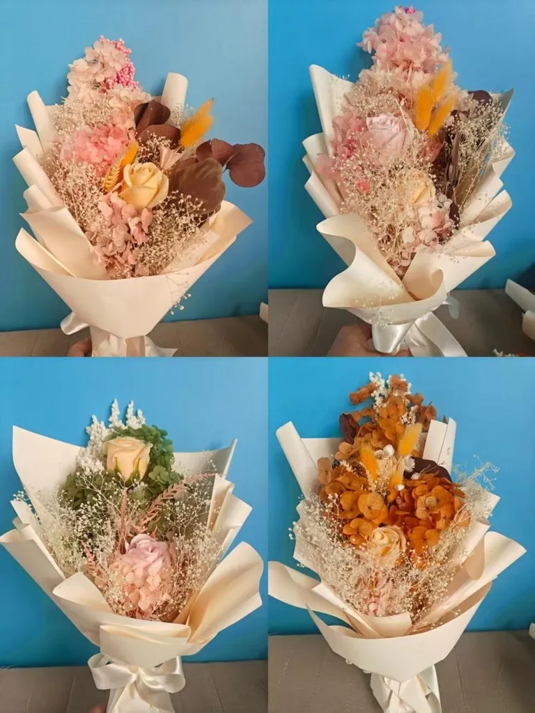 Bouquet de fleurs sechées orange