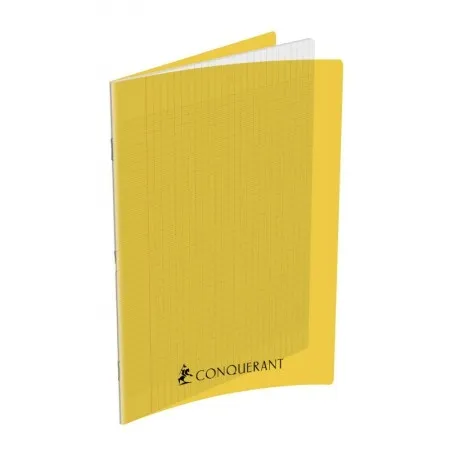 Cahier 24x32cm Grands Carreaux  192 Pages Agrafes Polypro Jaune – CONQUERANT