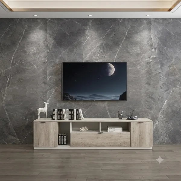 Table TV coloris chêne gris