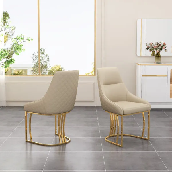 Chaise dorée assise beige 11654