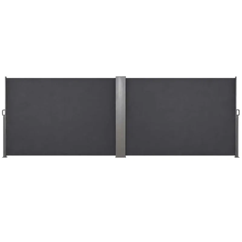 Paravent double rétractable gris – 600 × 160 cm